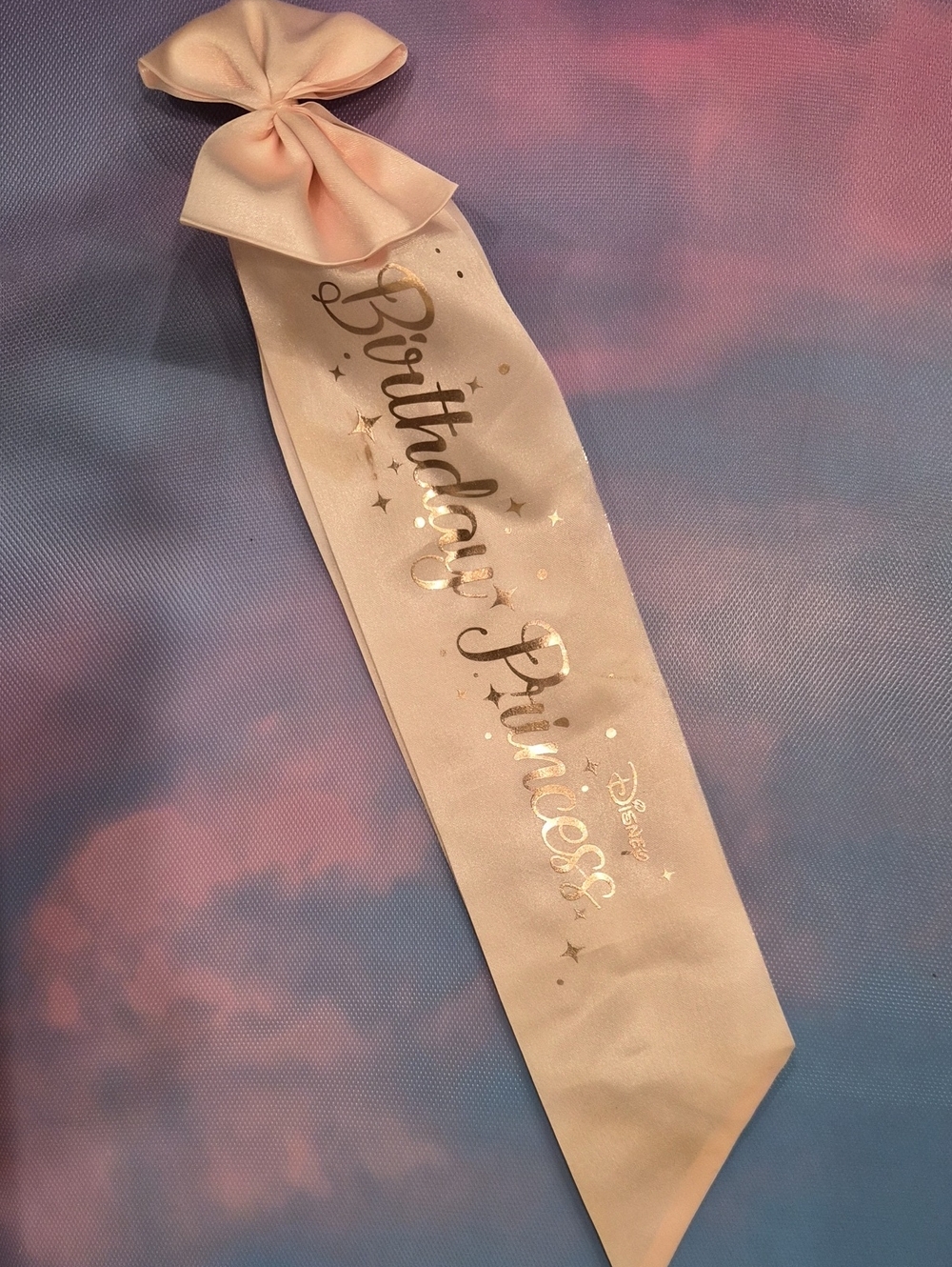 Disney Pink Birthday Princess Sash with Rose Gold Foil